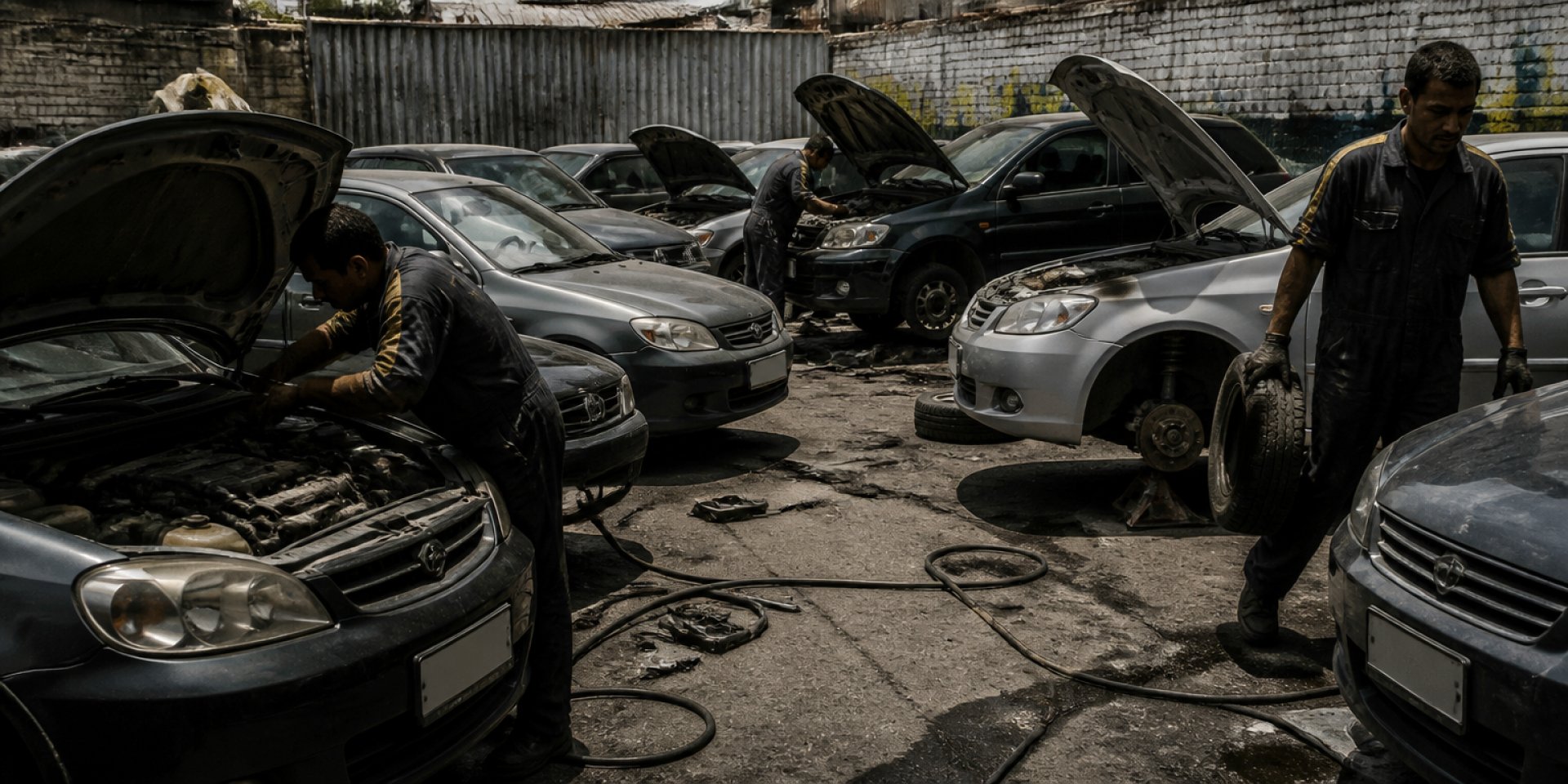 Pátio de oficina lotado de carros esperando